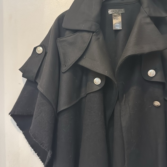 Rag & Bone Black Wool Trench Poncho Cape Jacket - Picture 7 of 9